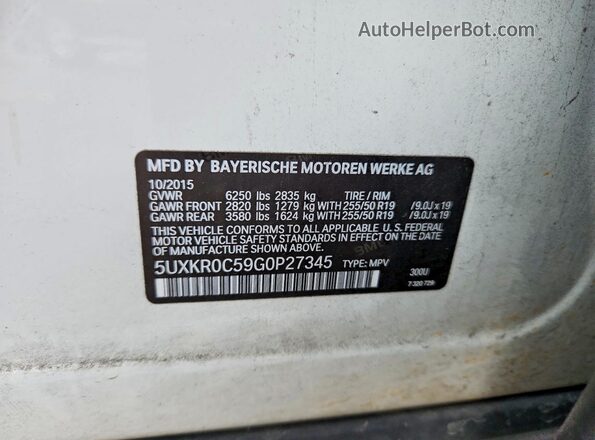 5UXKR0C59G0P27345 2016 BMW X5 Белый Вид наклейки с VIN-кодом