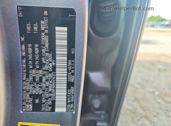 5TDBZRFH0HS414372 2017 TOYOTA HIGHLANDER Серый 