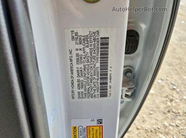 1HGCV1F16LA005773 2020 HONDA ACCORD White Vista interior de 360 grados