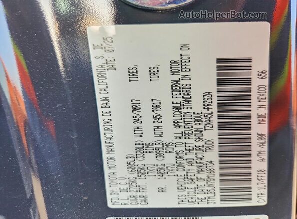 3TMLB5JN7SM168734 2025 TOYOTA TACOMA Charcoal VIN sticker view