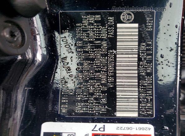 4T1BF1FK8HU795028 2017 TOYOTA CAMRY Black VIN կոդի պիտակի տեսք