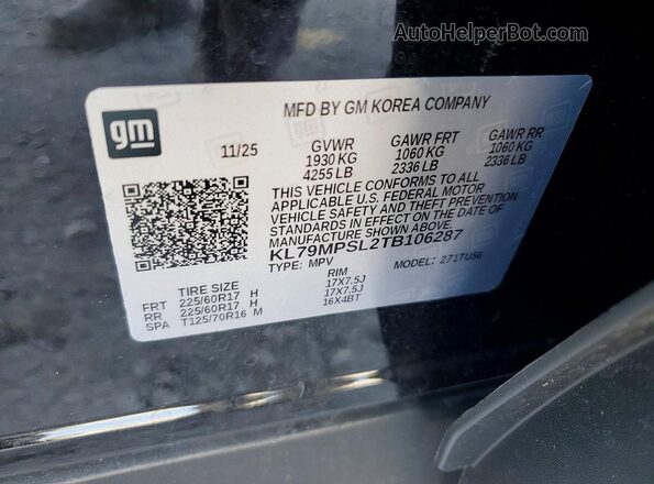 KL79MPSL2TB106287 2026 CHEVROLET TRAILBLAZER Black სალონის 360-გრადუსიანი ხედი