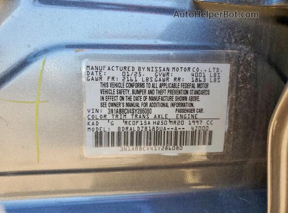 3N1AB8CV4SY286080 2025 NISSAN SENTRA Gray VIN sticker view