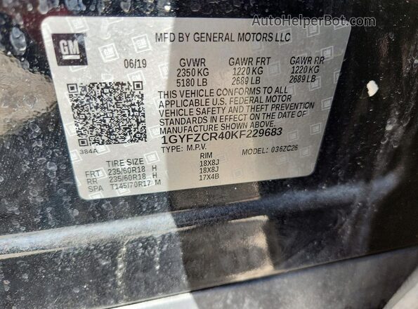 1GYFZCR40KF229683 2019 CADILLAC XT4 Черный Вид наклейки с VIN-кодом
