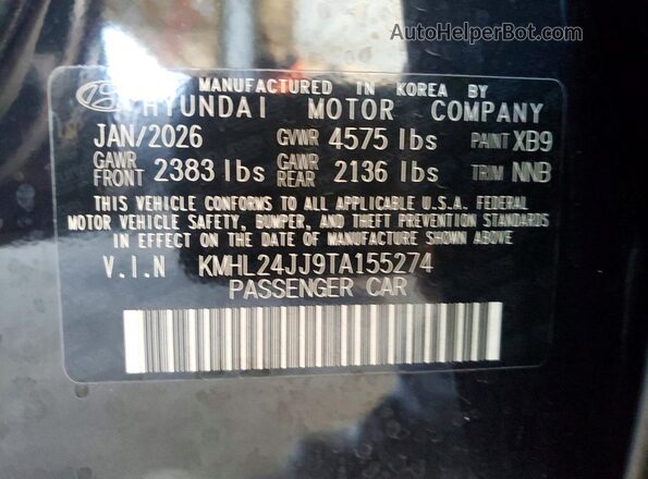 KMHL24JJ9TA155274 2026 HYUNDAI SONATA Black VIN sticker view