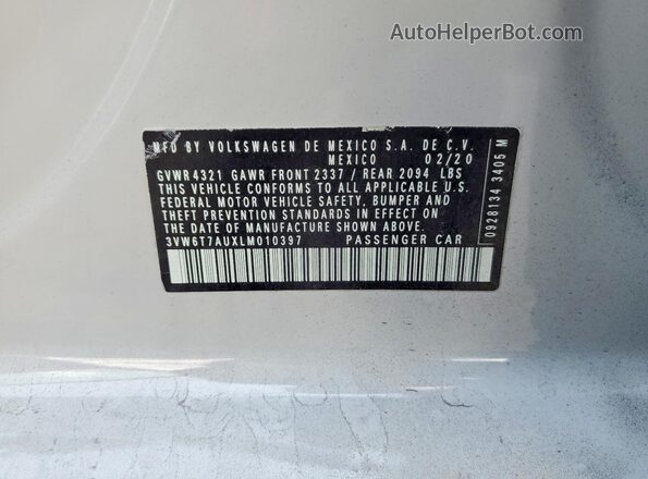3VW6T7AUXLM010397 2020 VOLKSWAGEN GTI Gray სალონის 360-გრადუსიანი ხედი
