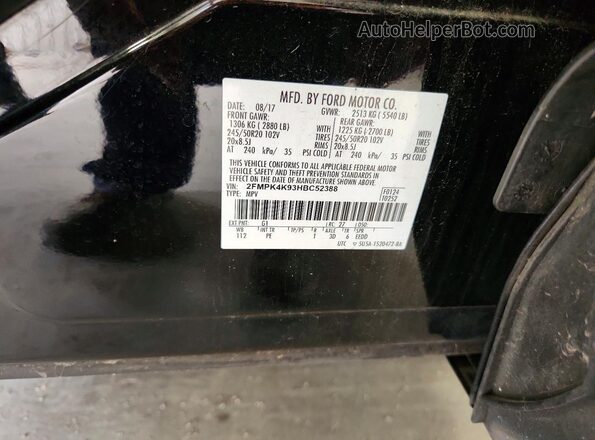 2FMPK4K93HBC52388 2017 FORD EDGE Black Vista interior de 360 grados