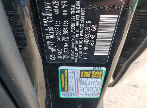 KMHLM4DG0SU069116 2025 HYUNDAI ELANTRA Black VIN კოდის სტიკერის ხედი