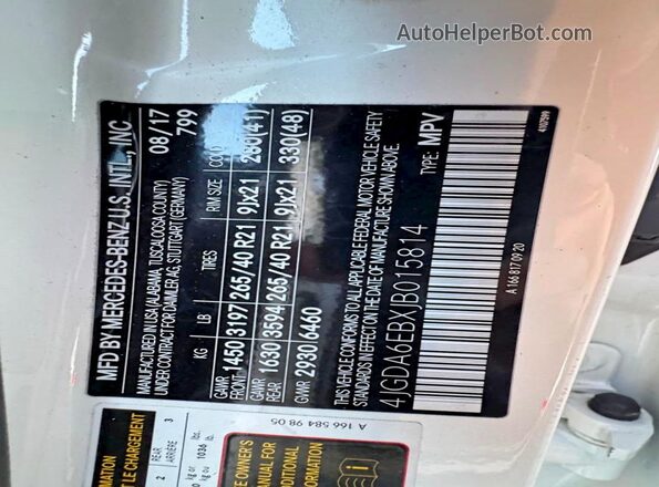 4JGDA6EBXJB015814 2018 MERCEDES-BENZ GLE White Widok wnętrza 360 stopni