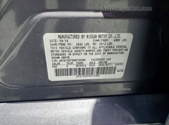 JN1EV7AP6HM732586 2017 INFINITI Q50 Silver VIN կոդի պիտակի տեսք