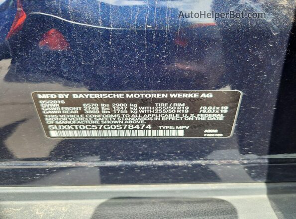 5UXKT0C57G0S78474 2016 BMW X5 Blue Սալոնի 360 աստիճան տեսք