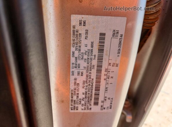 1FT7W2B6XKED64314 2019 FORD F250 Silver VIN კოდის სტიკერის ხედი