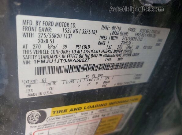 1FMJU1JT9JEA58227 2018 FORD EXPEDITION Черный Панорамный вид салона 360°