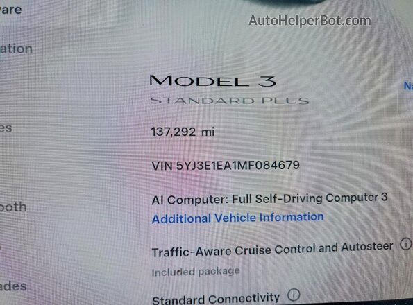 5YJ3E1EA1MF084679 2021 TESLA MODEL White Vista de los asientos traseros