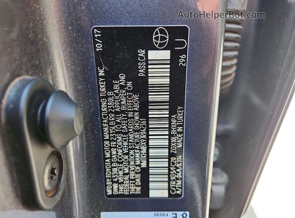 NMTKHMBX9JR042361 2018 TOYOTA C-HR Black VIN կոդի պիտակի տեսք