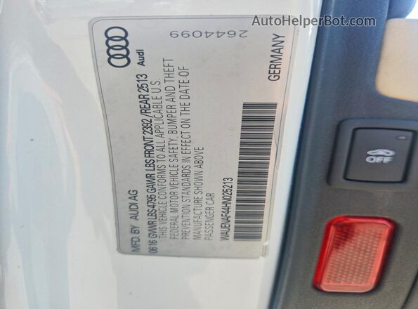 WAUENAF44HN025213 2017 AUDI A4 White Вид наклейки з VIN-кодом