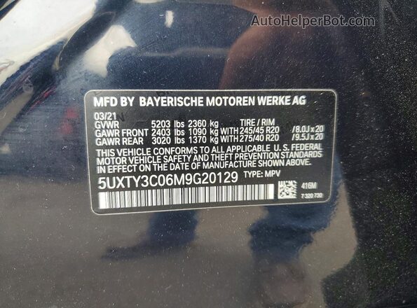 5UXTY3C06M9G20129 2021 BMW X3 Black 360 interior view