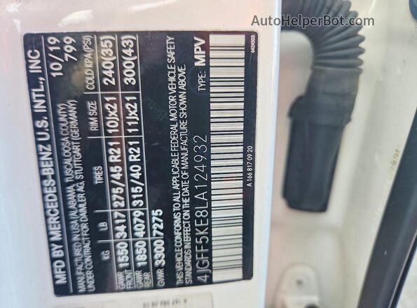 4JGFF5KE8LA124932 2020 MERCEDES-BENZ GLS White Սալոնի 360 աստիճան տեսք