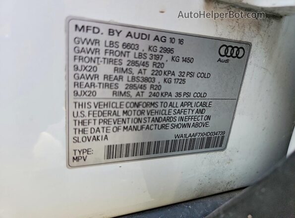 WA1LAAF7XHD034739 2017 AUDI Q7 Белый Панорамный вид салона 360°