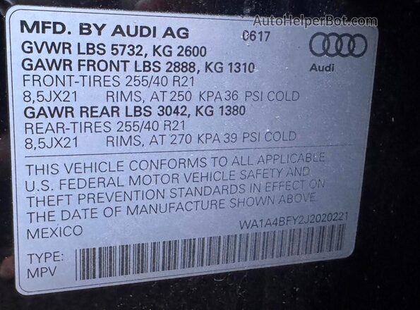 WA1A4BFY2J2020221 2018 AUDI SQ5 Black Vista de los asientos traseros