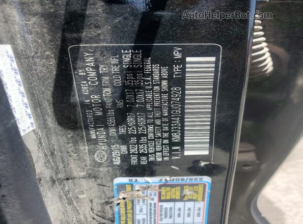 KM8J33A41GU074928 2016 HYUNDAI TUCSON Black VIN կոդի պիտակի տեսք