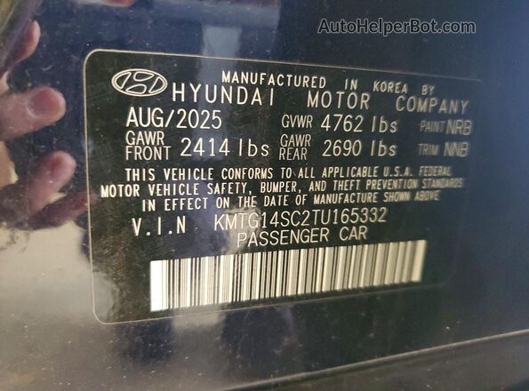 KMTG14SC2TU165332 2026 GENESIS G70 Blue VIN sticker view