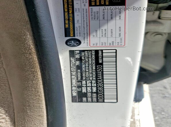 WDDUG8GB0KA444503 2019 MERCEDES-BENZ S White Widok naklejki z numerem VIN