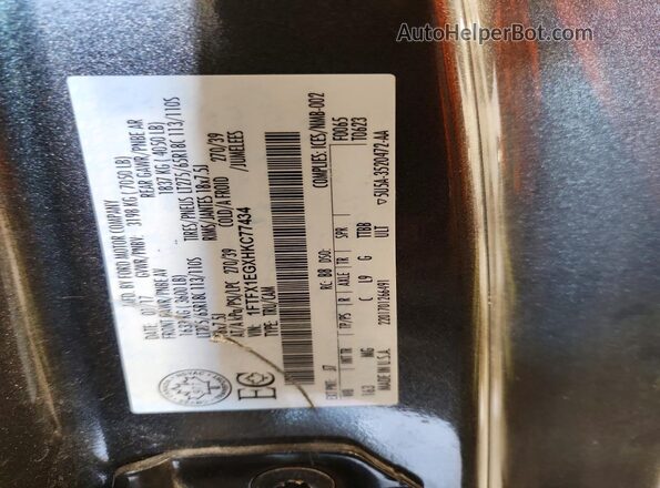 1FTFX1EGXHKC77434 2017 FORD F150 Gray VIN sticker view