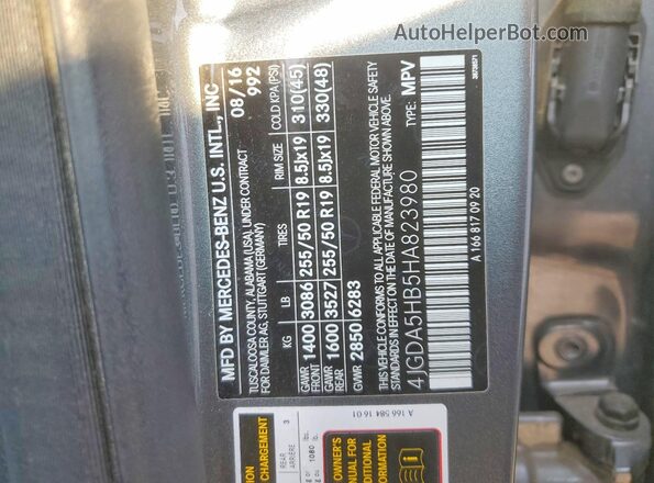 4JGDA5HB5HA823980 2017 MERCEDES-BENZ GLE Gray Vista interior de 360 grados