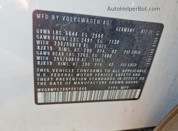 WVGRMPE28NP061640 2022 VOLKSWAGEN OTHER White 