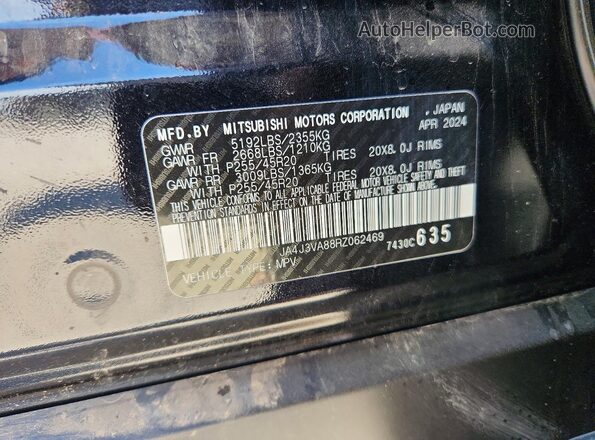 JA4J3VA88RZ062469 2024 MITSUBISHI OUTLANDER Black Vista de la etiqueta del VIN