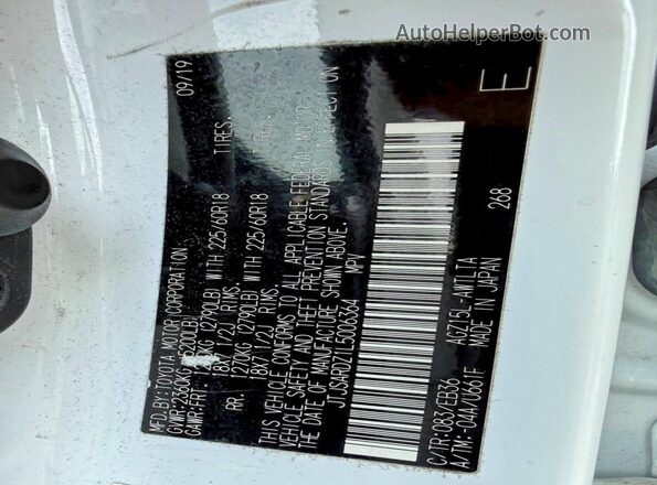 JTJSARDZ1L5006364 2020 LEXUS NX White Widok wnętrza z tyłu
