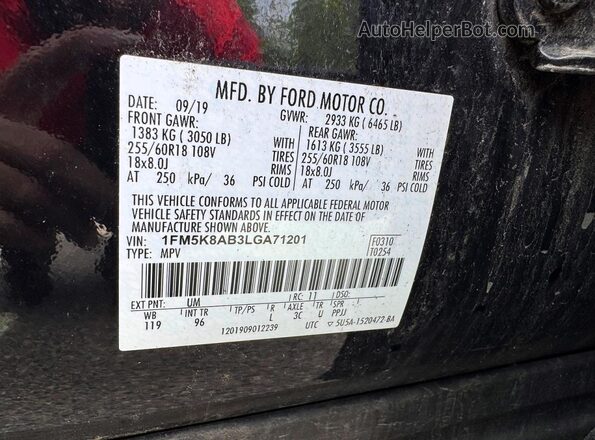1FM5K8AB3LGA71201 2020 FORD EXPLORER Two Tone Rear seats view