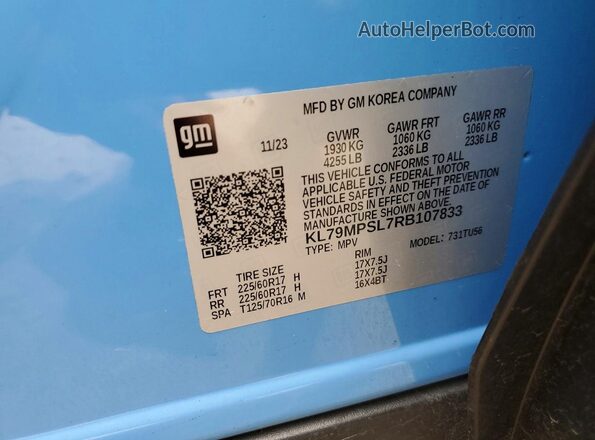 KL79MPSL7RB107833 2024 CHEVROLET TRAILBLAZER Blue სალონის 360-გრადუსიანი ხედი