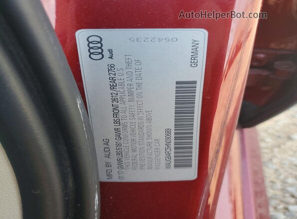 WAUG8AFC5HN090689 2017 AUDI A6 Red VIN կոդի պիտակի տեսք