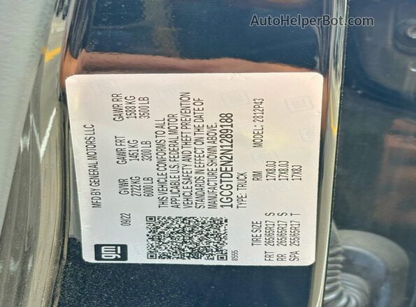 1GCGTDEN2N1289188 2022 CHEVROLET COLORADO Черный Вид задней части салона