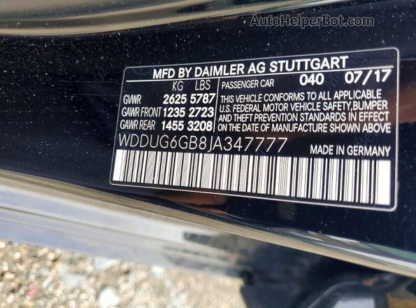 WDDUG6GB8JA347777 2018 MERCEDES-BENZ S Black Вид наклейки з VIN-кодом