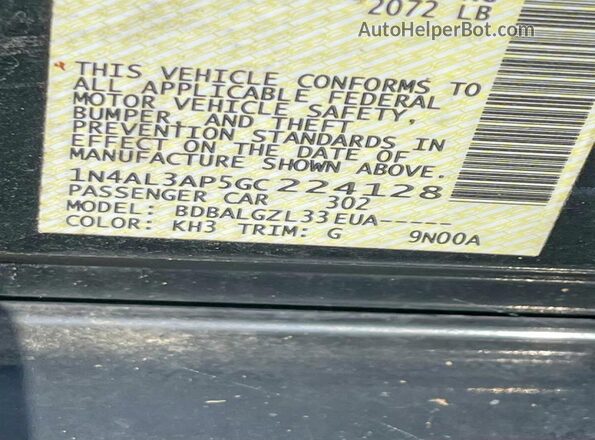 1N4AL3AP5GC224128 2016 NISSAN ALTIMA Black Սալոնի հետևի տեսք
