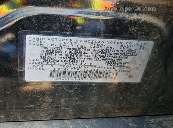 3N1CP5CUXKL493117 2019 NISSAN KICKS Black 360 interior view