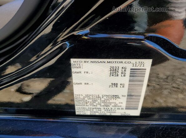 1N4BL4EW8NN303788 2022 NISSAN ALTIMA Black Widok naklejki z numerem VIN