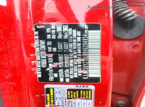 5XYZTDLB8HG394954 2017 HYUNDAI SANTA Red სალონის 360-გრადუსიანი ხედი