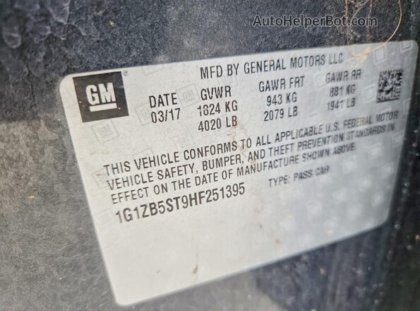 1G1ZB5ST9HF251395 2017 CHEVROLET MALIBU Gray ძრავის განყოფილების ხედი