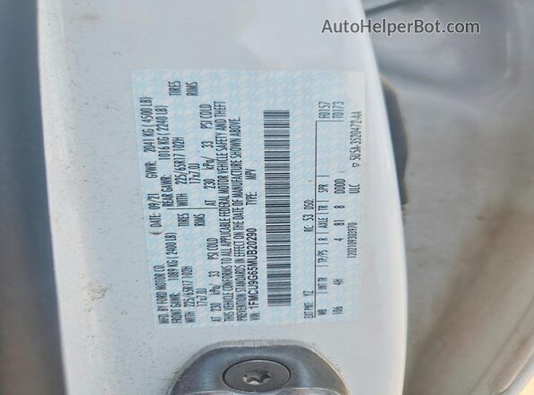 1FMCU9G65MUB20290 2021 FORD ESCAPE White VIN კოდის სტიკერის ხედი