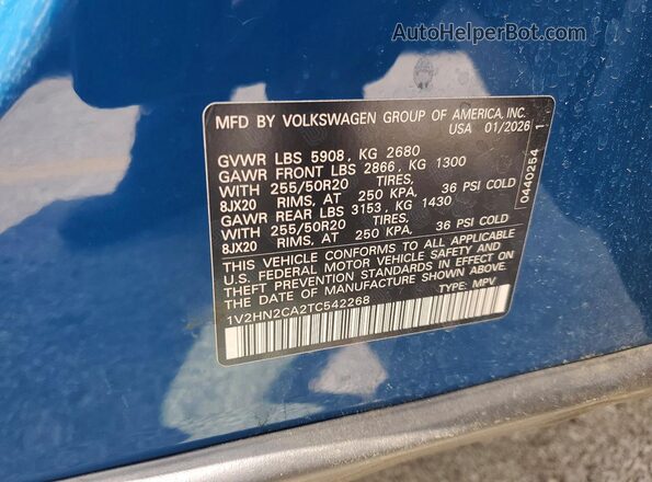 1V2HN2CA2TC542268 2026 VOLKSWAGEN ATLAS Blue 