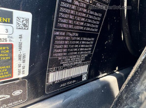 SALWG2RK0JA697051 2018 LAND ROVER RANGE Black Widok wnętrza z tyłu