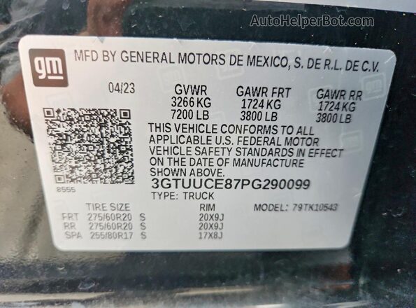 3GTUUCE87PG290099 2023 GMC SIERRA Черный Вид наклейки с VIN-кодом