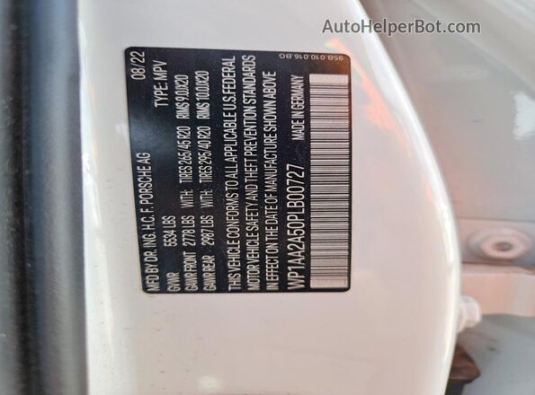 WP1AA2A50PLB00727 2023 PORSCHE MACAN White Vista del compartimento del motor