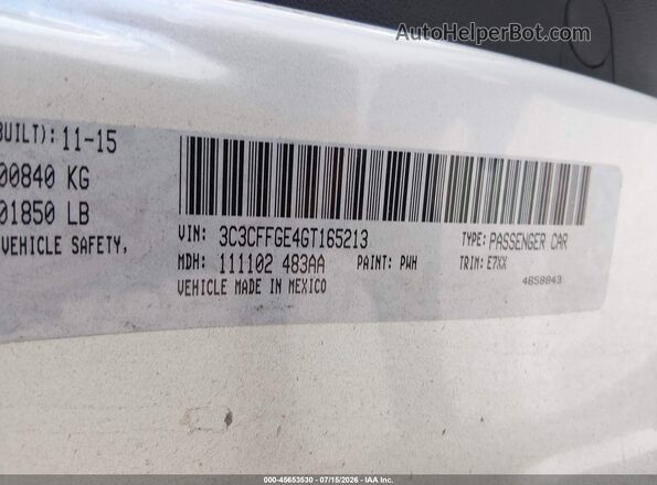 3C3CFFGE4GT165213 2016 FIAT 500E White Շարժիչի բաժամունքի տեսք