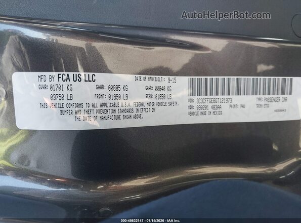 3C3CFFGE6GT121973 2016 FIAT 500E Black Շարժիչի բաժամունքի տեսք