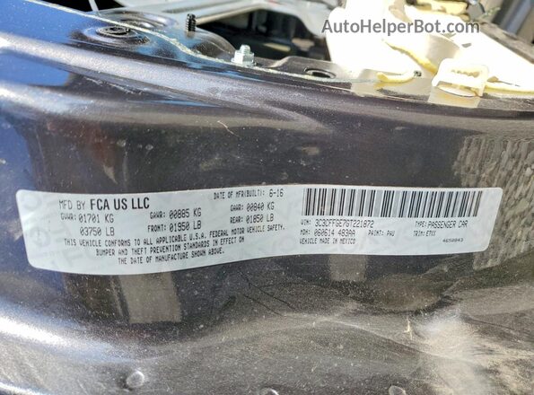 3C3CFFGE7GT221872 2016 FIAT 500 Charcoal Widok naklejki z numerem VIN